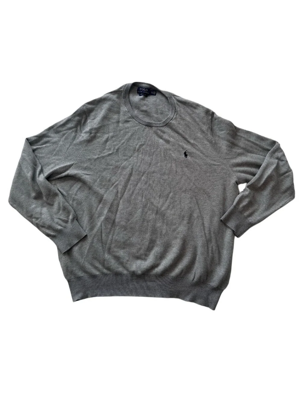 Polo Ralph Lauren Pima Cotton Sweater Men’s XXL Gray Crewneck Knit Pullover